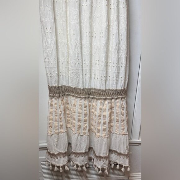 Me2Magic 100% Cotton Floral Eyelet Lace Embroidered Boho Hippie Maxi Dress Large - Picture 6 of 16